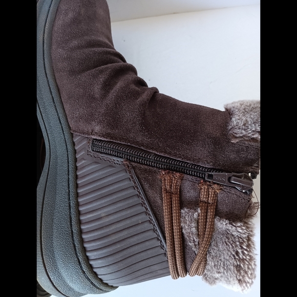 🖤 BareTraps Adelina Leather Suede Ankle Boots Bootie 9 Winter Faux Fur Burgundy - Picture 13 of 14